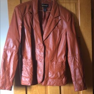 Metrostyle Rust Leather Blazer